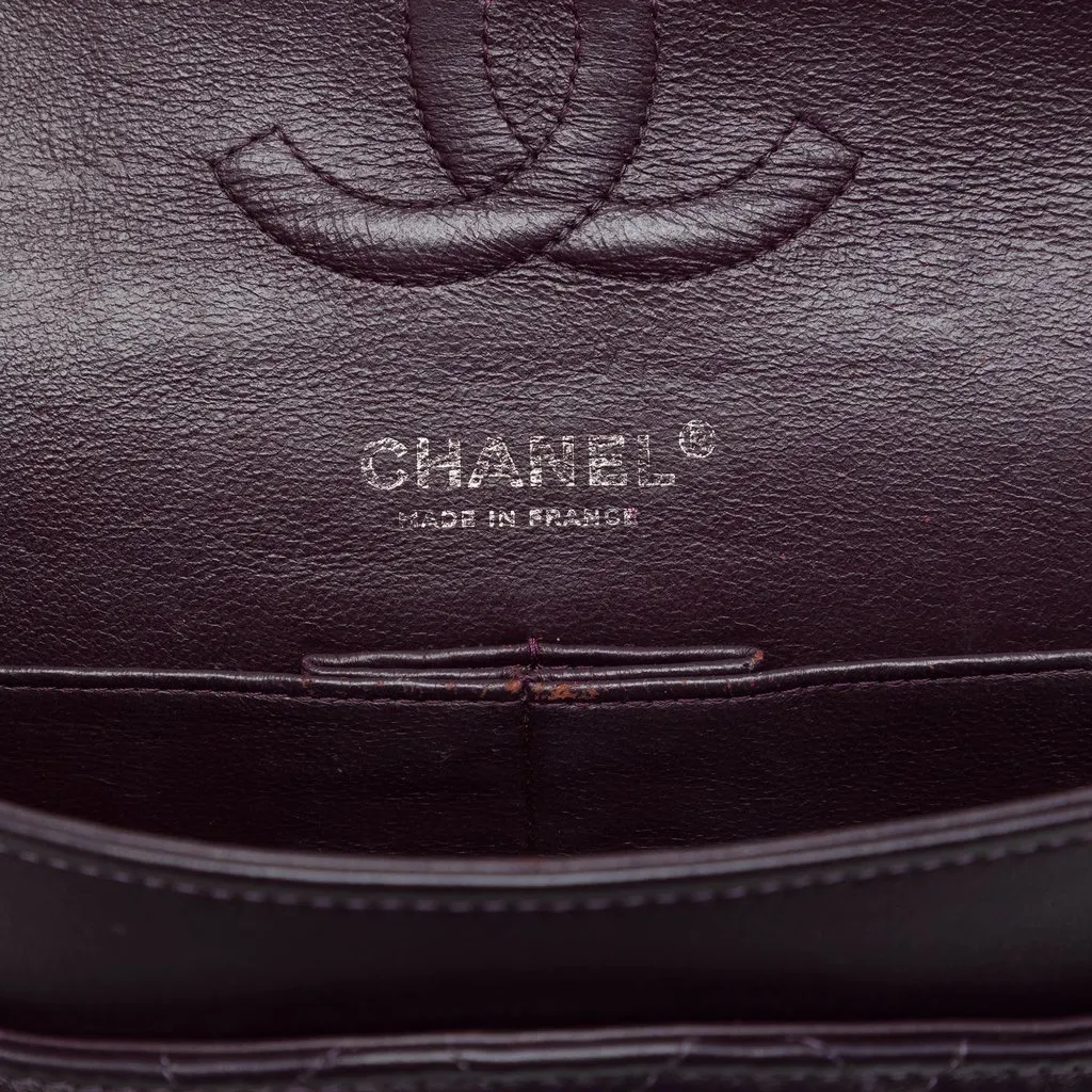 Chanel Medium Classic Lambskin Double Flap Purple Leather Very good - Box View