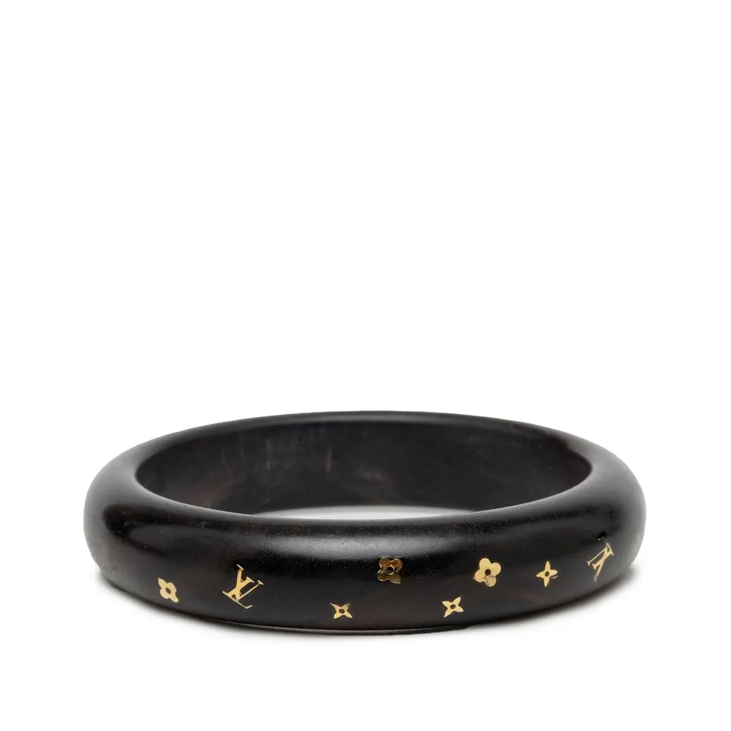 Louis Vuitton Monogram Tiger Wood Brass Sylvania Bangle Black Wood Very good - Front View