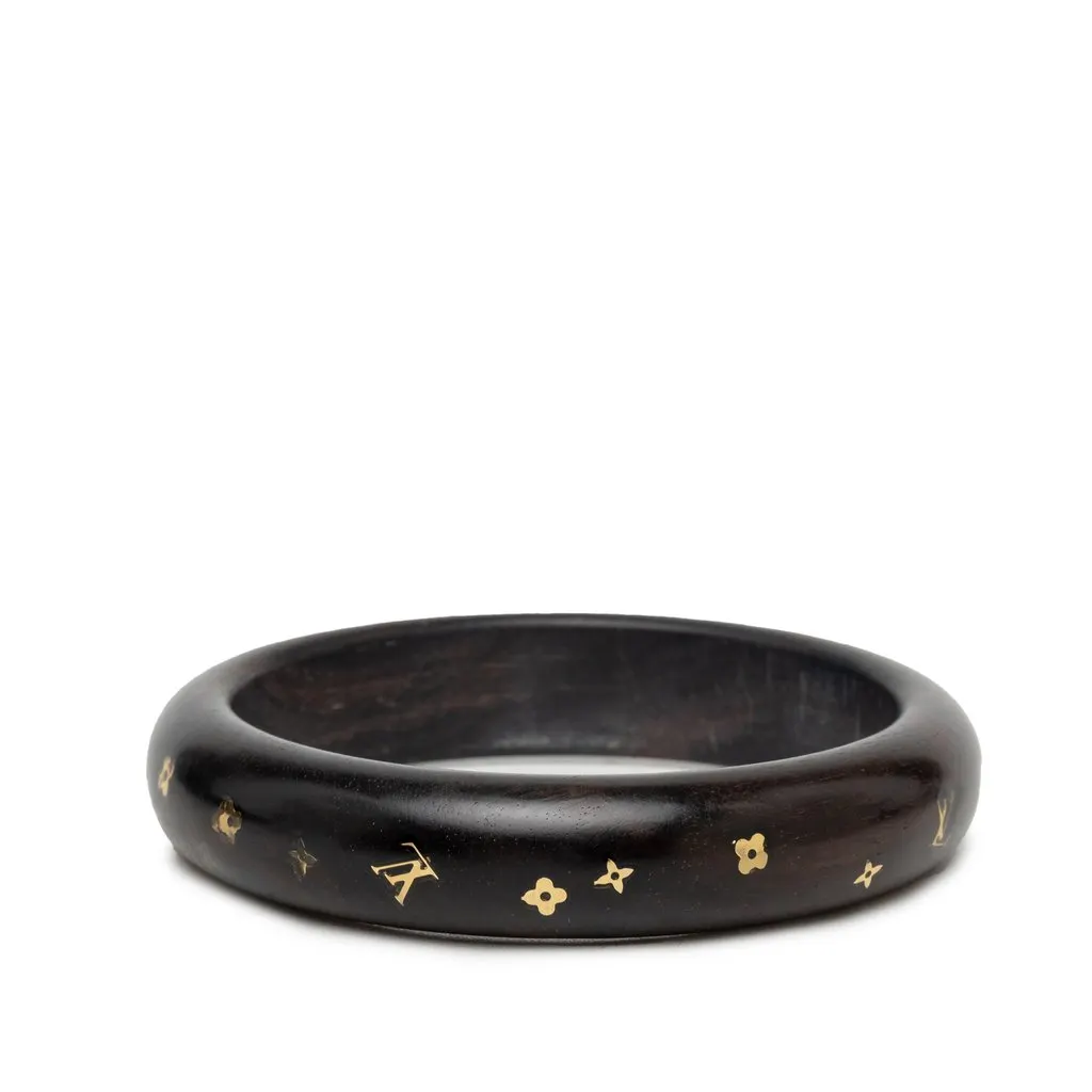 Louis Vuitton Monogram Tiger Wood Brass Sylvania Bangle Black Wood Very good - Back View