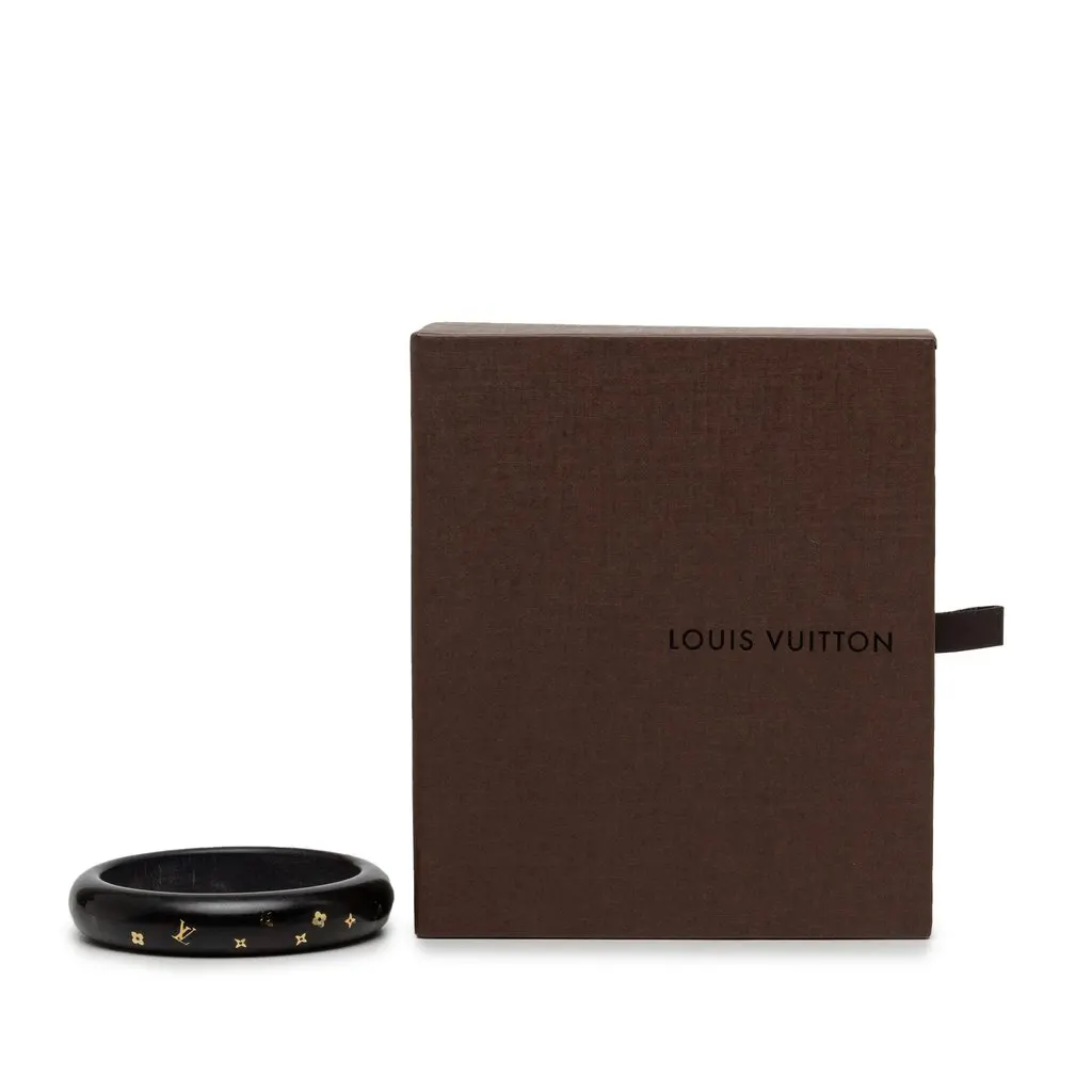 Louis Vuitton Monogram Tiger Wood Brass Sylvania Bangle Black Wood Very good - Box View