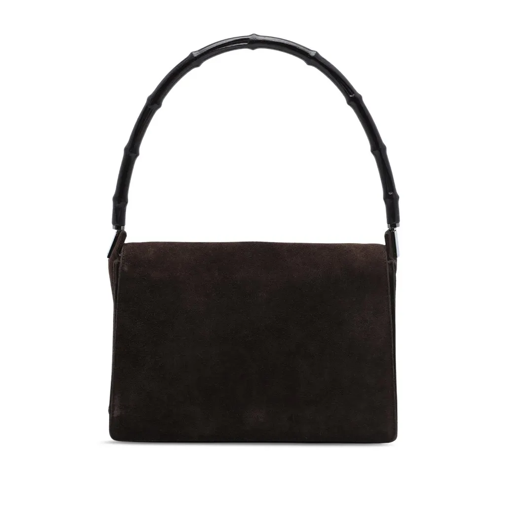 Gucci Suede Bamboo Handbag Brown Suede Very good - Front View