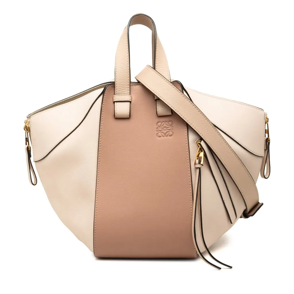 LOEWE Small Bicolor Leather Hammock Satchel Beige Leather Very good - Front View