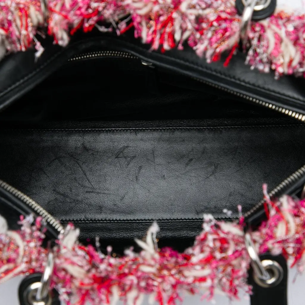 Dior Large Tweed Cannage Fringe Lady Dior Pink Tweed Very good - Model View