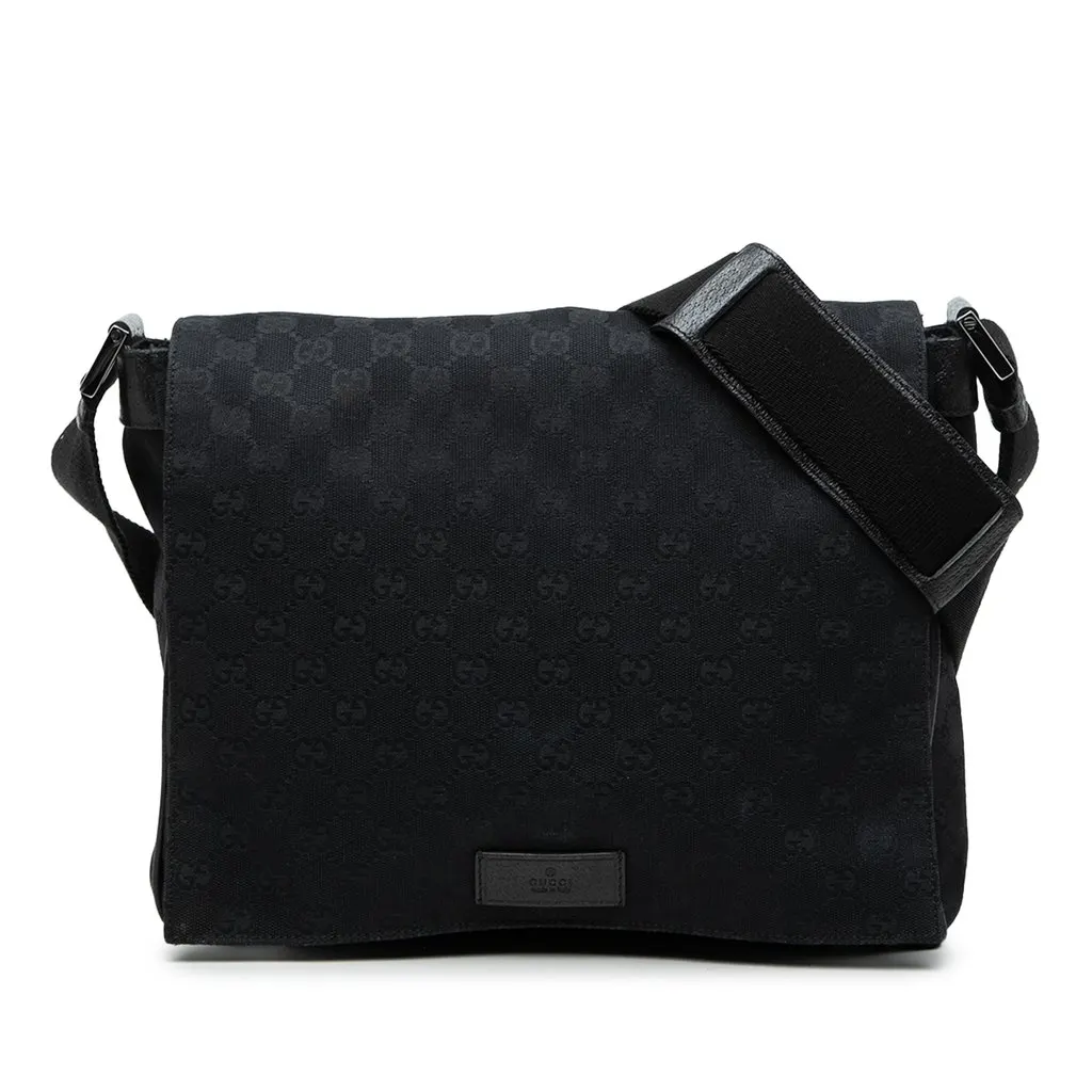 Gucci GG Canvas Crossbody Black Canvas Good - Front View