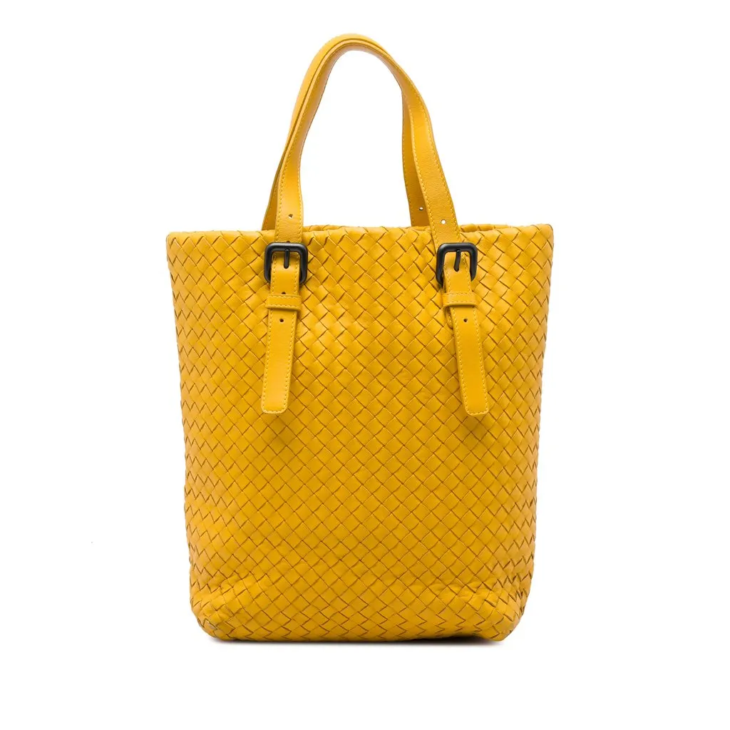 Bottega Veneta Nappa Intrecciato Tote Yellow Leather Very good - Front View