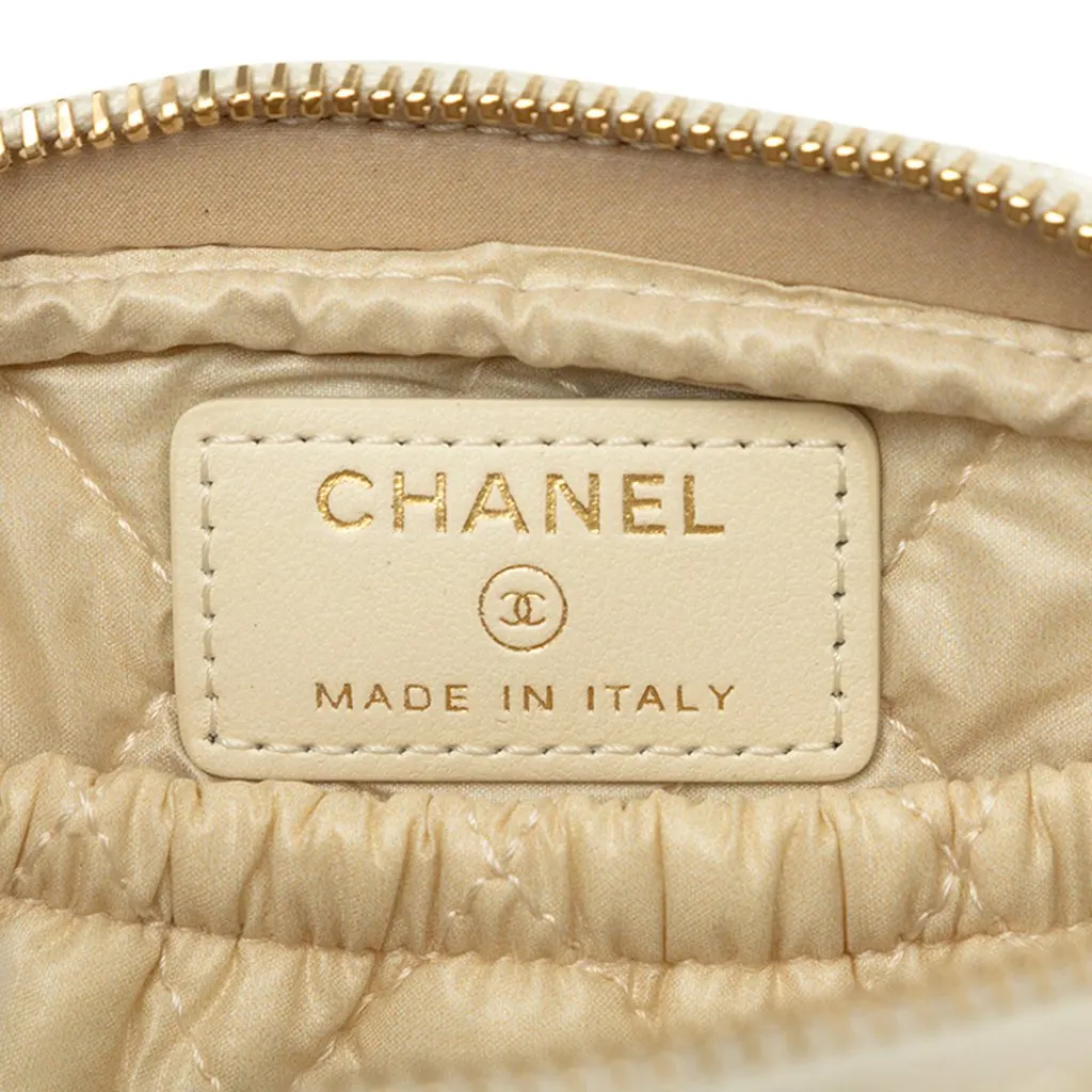Chanel Tweed Deauville Cosmetic Pouch Beige Tweed Good - Box View
