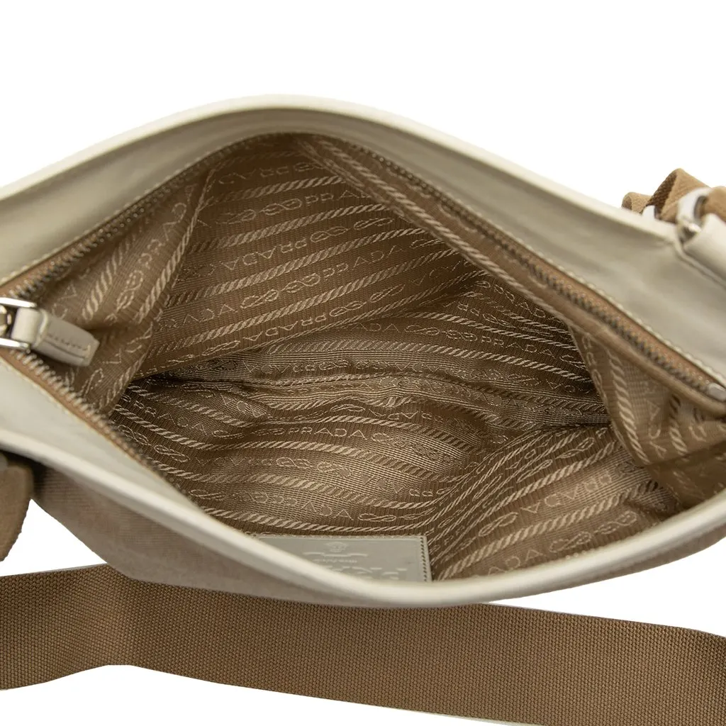 Prada Canvas Canapa Logo Crossbody Beige Very good - Model View