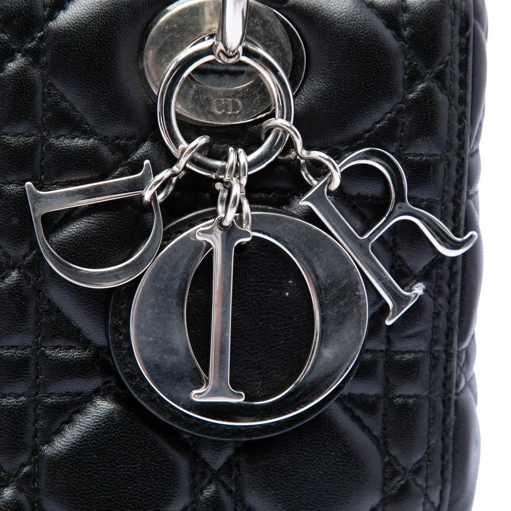Dior Medium Lambskin Cannage Lady Dior Black Leather Very good - Box View