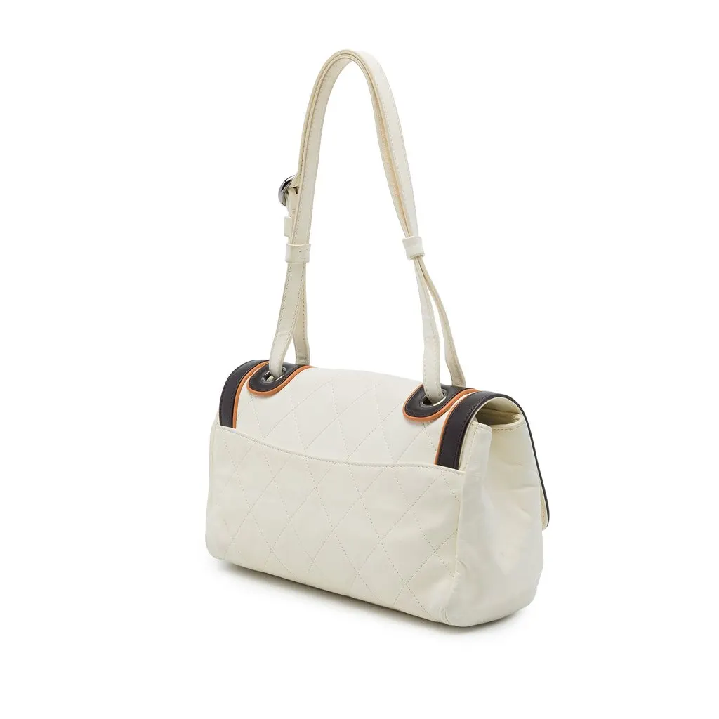 Chanel Tricolor Quilted Calfskin Country Club Reissue 2.55 Flap White Leather Very good - Back View