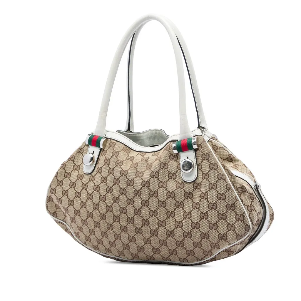 Gucci GG Canvas Web Match Ball Tote Beige Very good - Back View