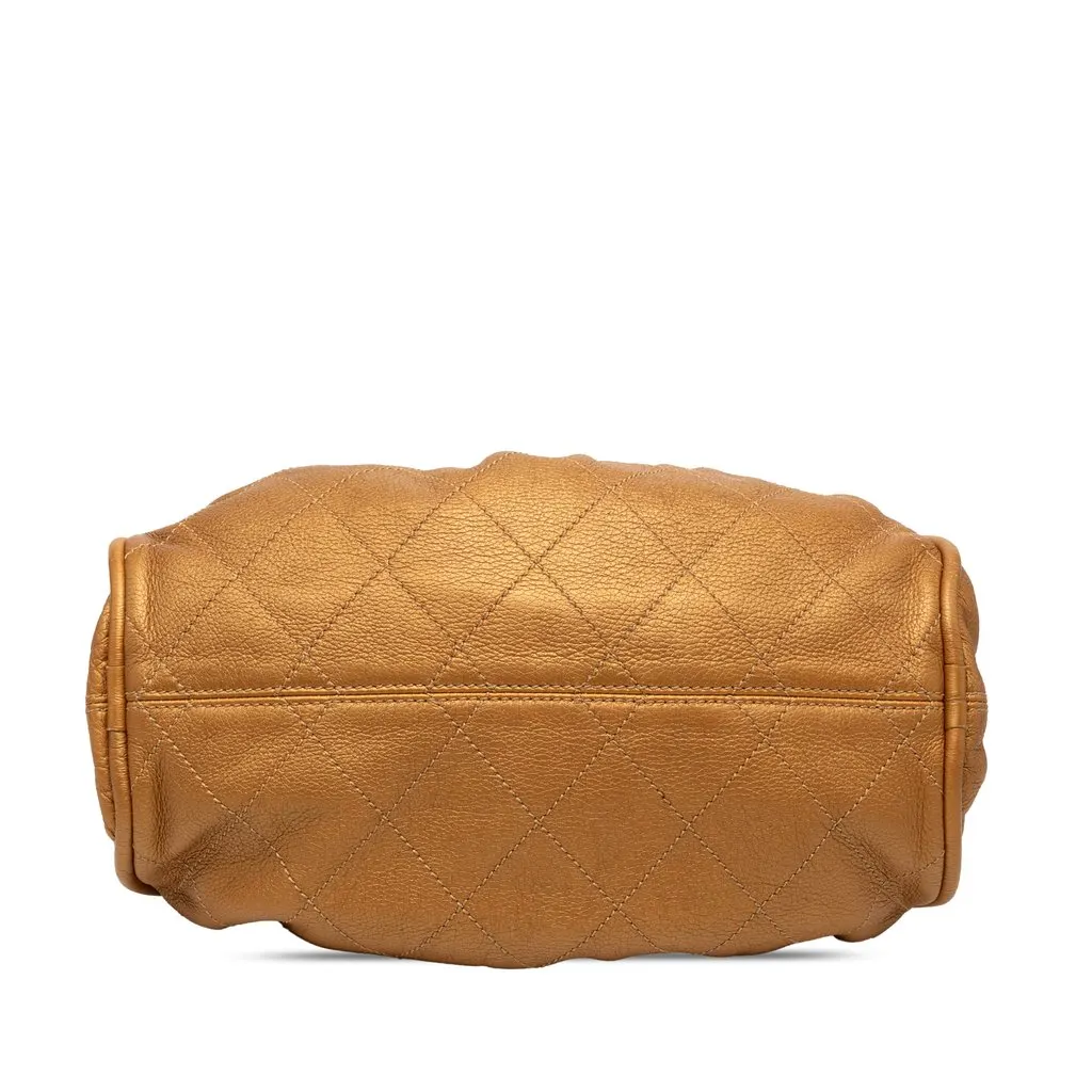 Chanel Small Quilted Metallic Calfskin Le Marais Bowler Bag Gold Leather Very good - Inside View