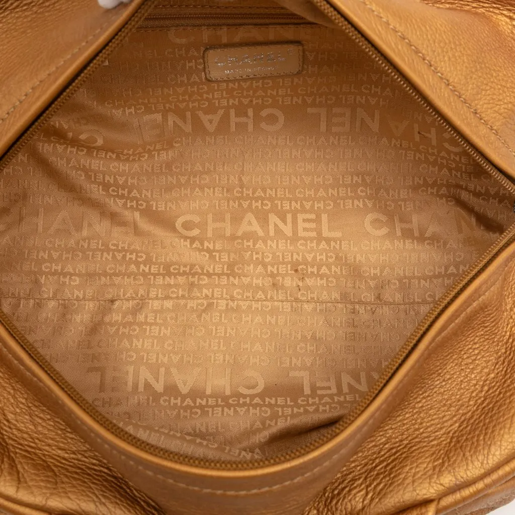 Chanel Small Quilted Metallic Calfskin Le Marais Bowler Bag Gold Leather Very good - Model View