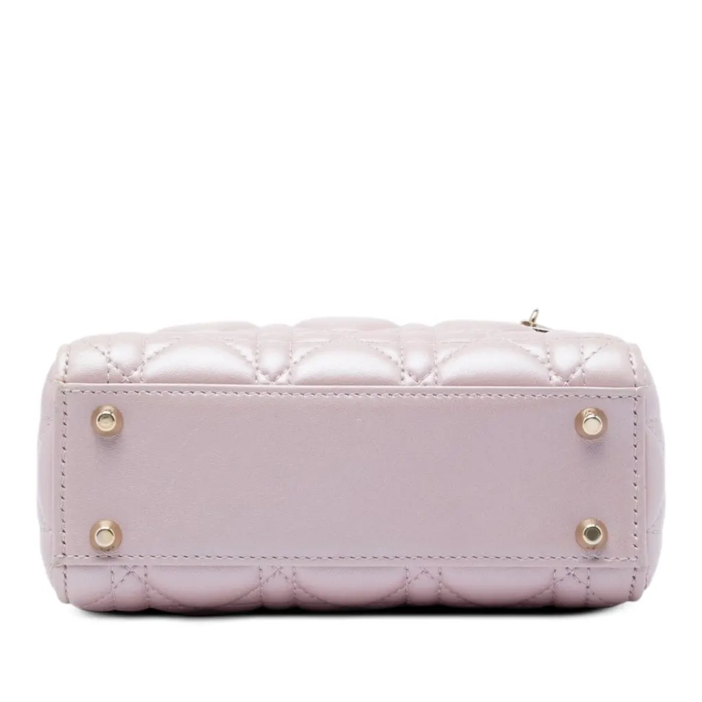 Dior Mini Iridescent Lambskin Cannage Lady Dior Pink Leather Very good - Inside View