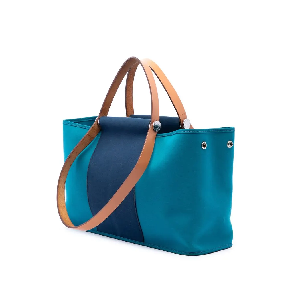 Hermès Bicolor Toile Cabag Elan PM Blue Canvas Very good - Back View