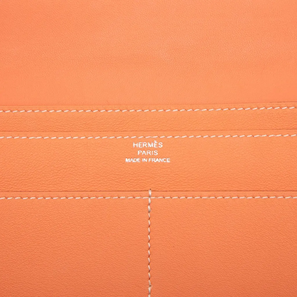Hermès Clemence Dogon Duo Wallet GM Orange Leather Very good - Box View