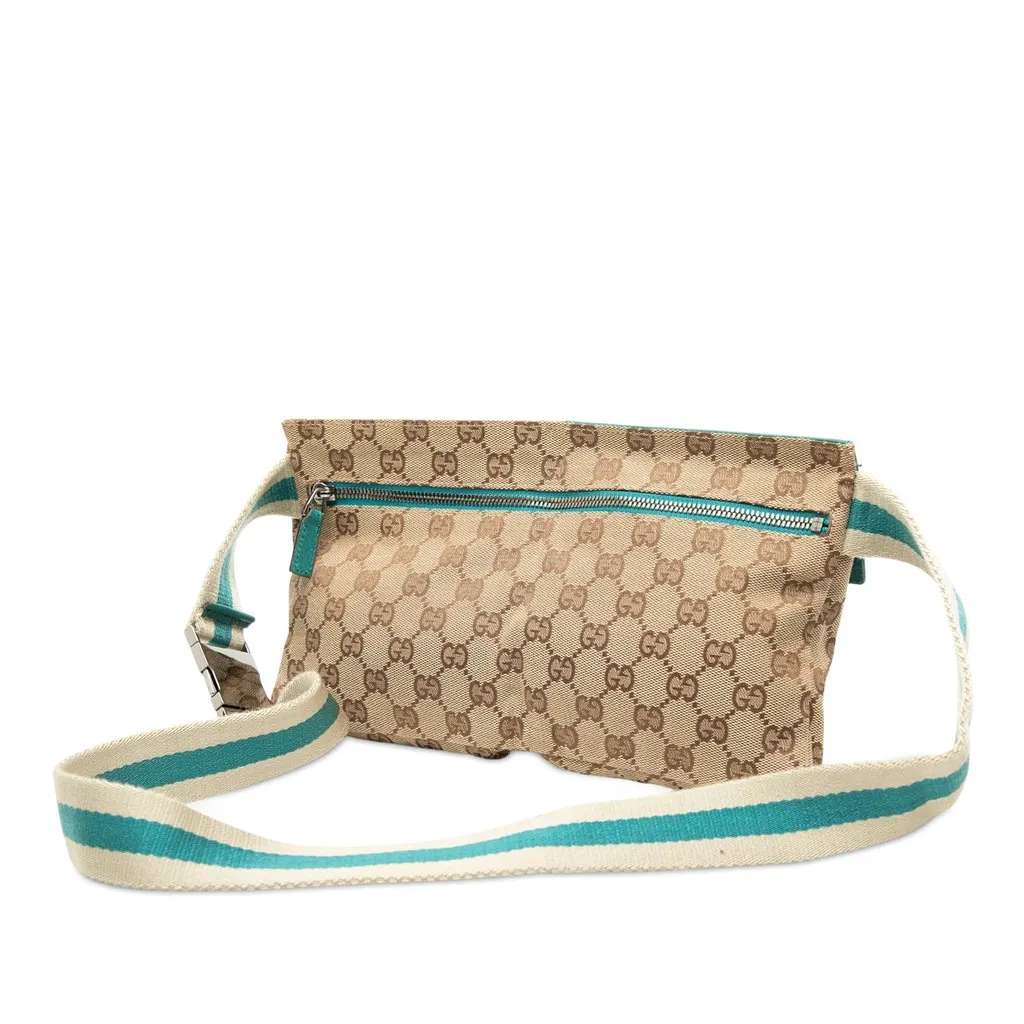 Gucci GG Canvas Web Double Pocket Belt Bag Beige Very good - Back View