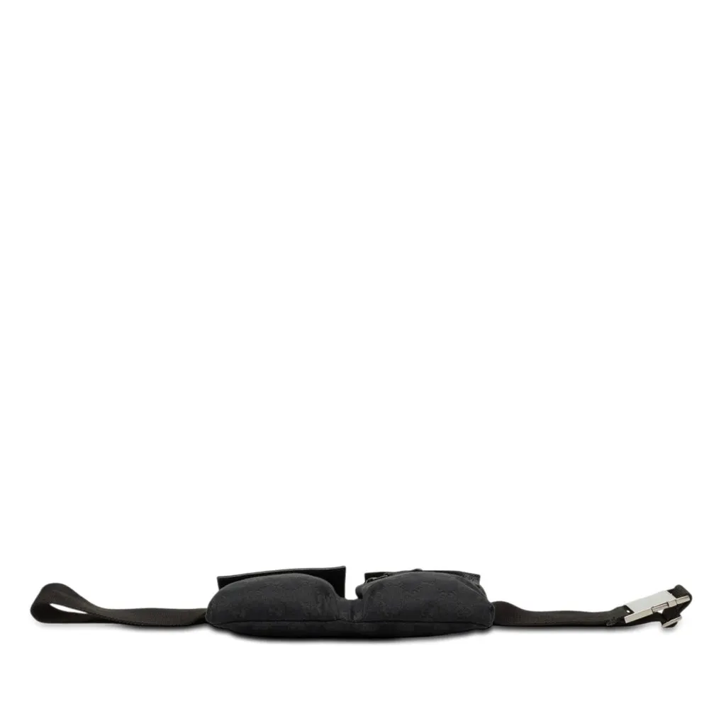 Gucci GG Canvas Double Pocket Belt Bag Black Canvas Good - Inside View