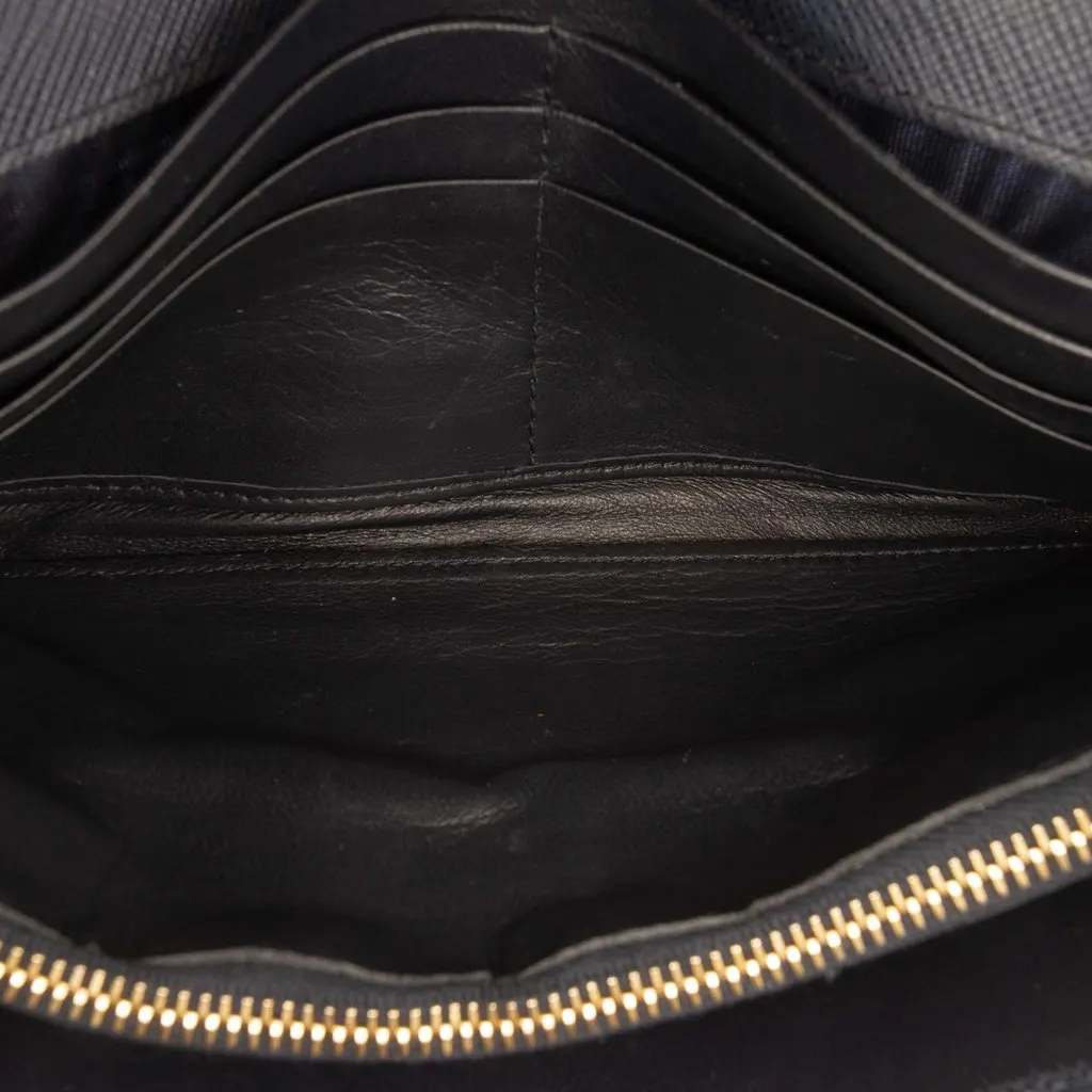 Prada Saffiano Lux Wallet On Chain Blue Leather Very good - Model View