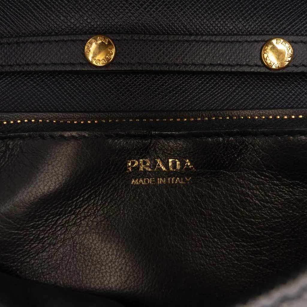 Prada Saffiano Lux Wallet On Chain Blue Leather Very good - Box View