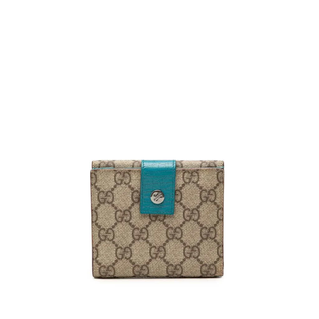 Gucci GG Supreme Compact Wallet Beige Canvas Good - Front View