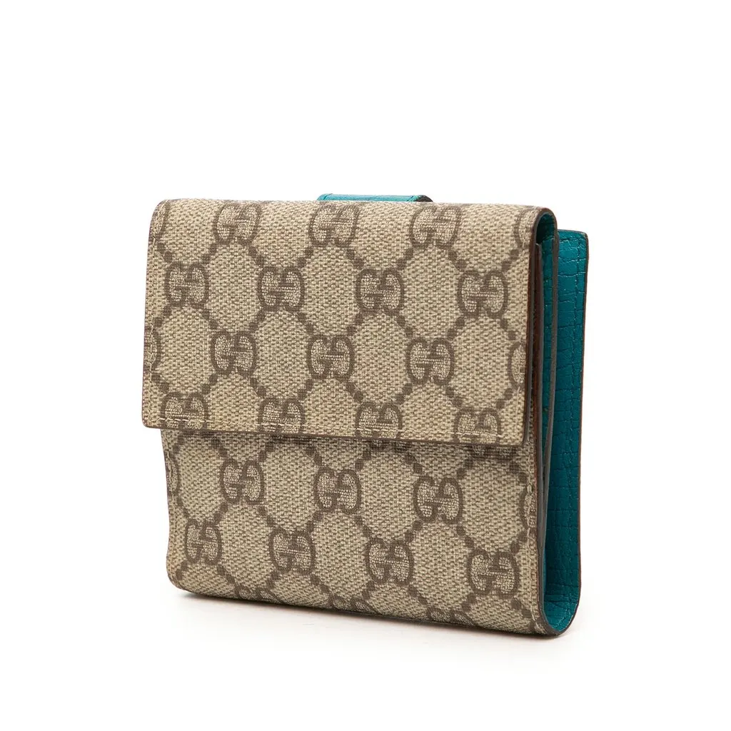 Gucci GG Supreme Compact Wallet Beige Canvas Good - Back View