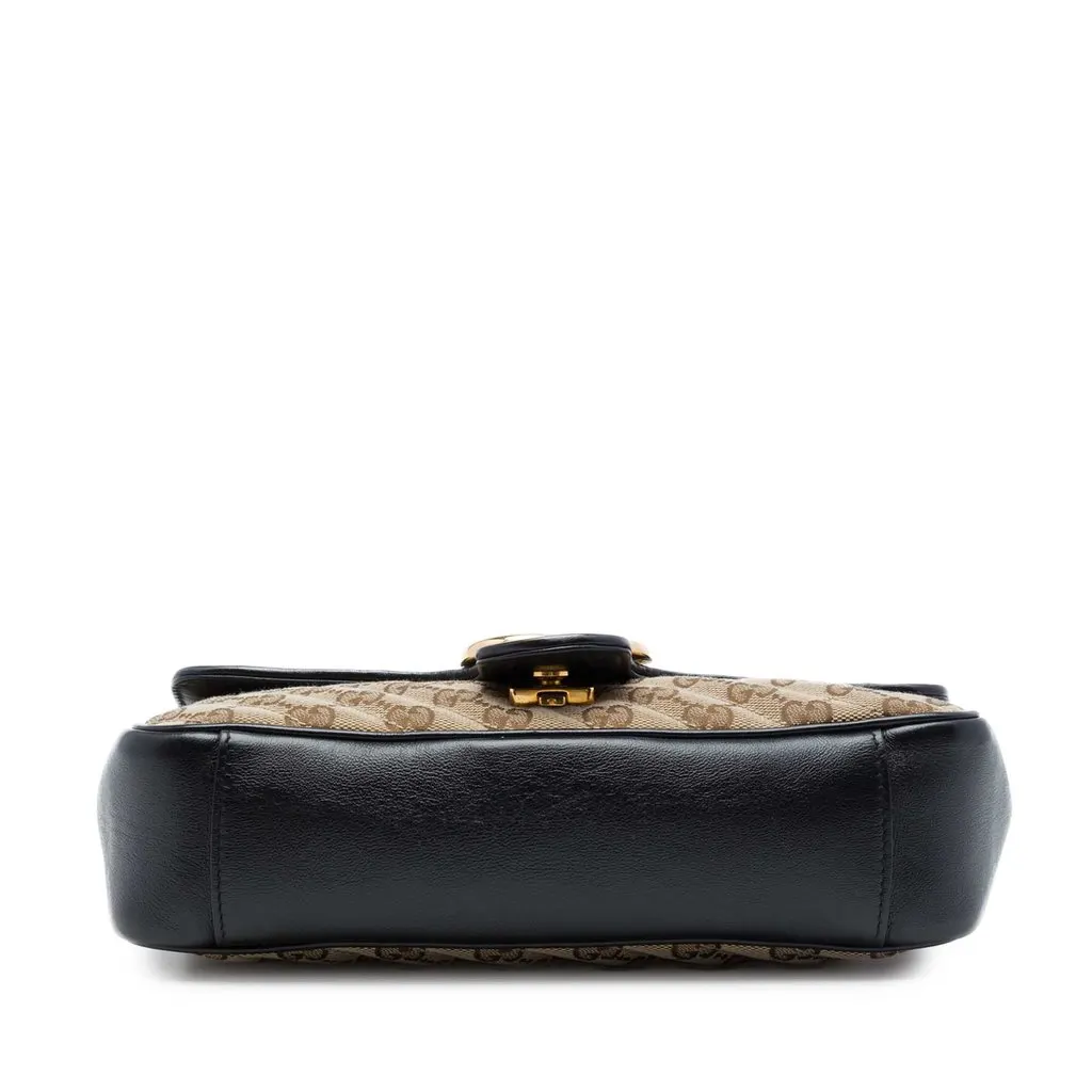 Gucci Medium GG Marmont Matelasse Diagonal GG Canvas Shoulder Bag Beige Canvas Good - Inside View