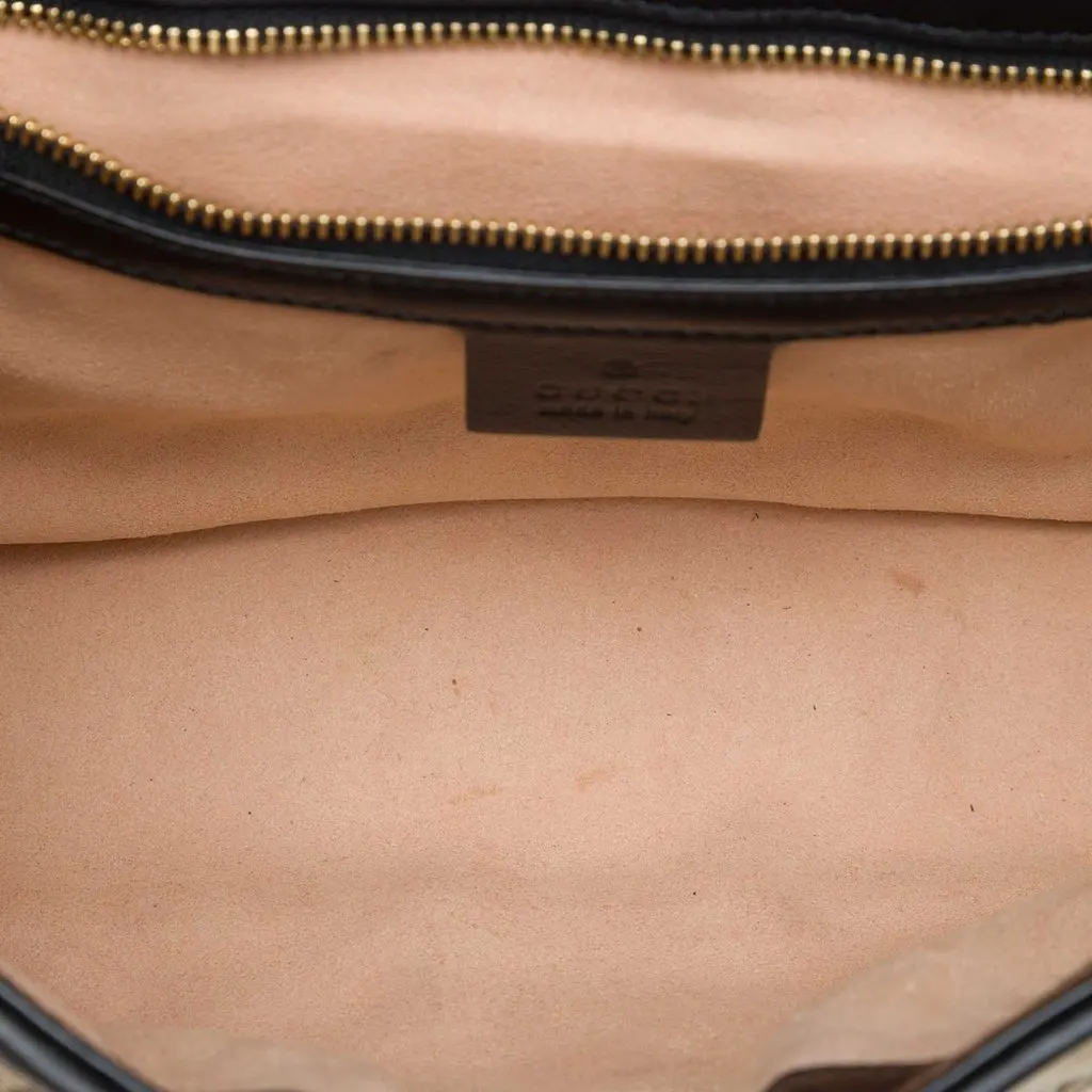 Gucci Medium GG Marmont Matelasse Diagonal GG Canvas Shoulder Bag Beige Canvas Good - Model View