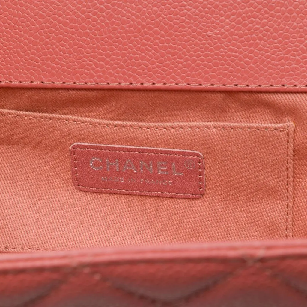 Chanel CC Quilted Caviar Frame Clutch Pink Leather Very good - Box View