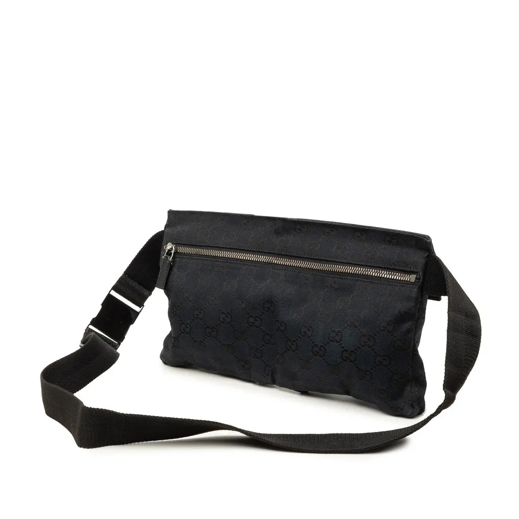 Gucci GG Canvas Double Pocket Belt Bag Black Very good - Back View