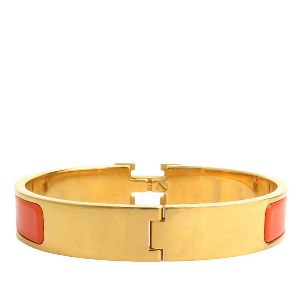 Hermès Narrow Enamel Clic H Bracelet PM Orange Enamel Very good - Inside View