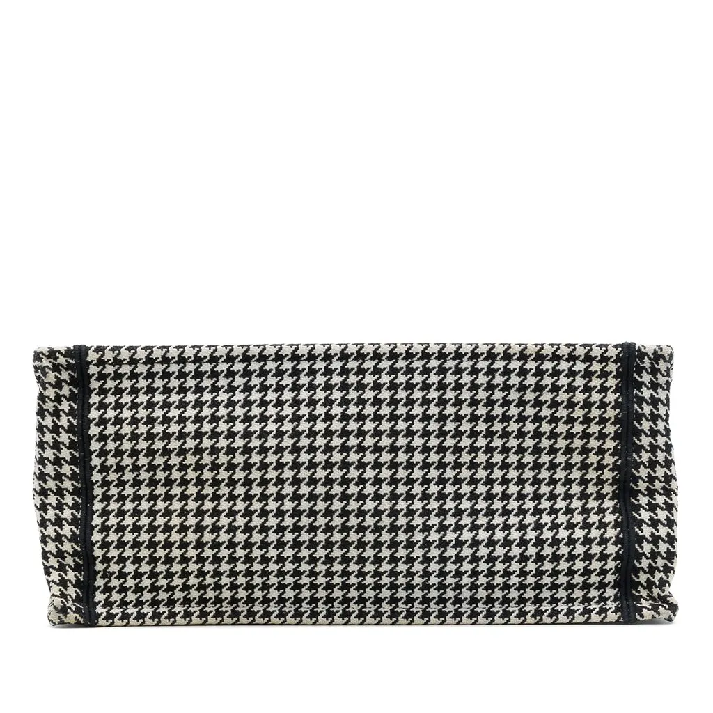 Dior Medium Embroidered Canvas Houndstooth Book Tote Black Canvas Very good - Inside View