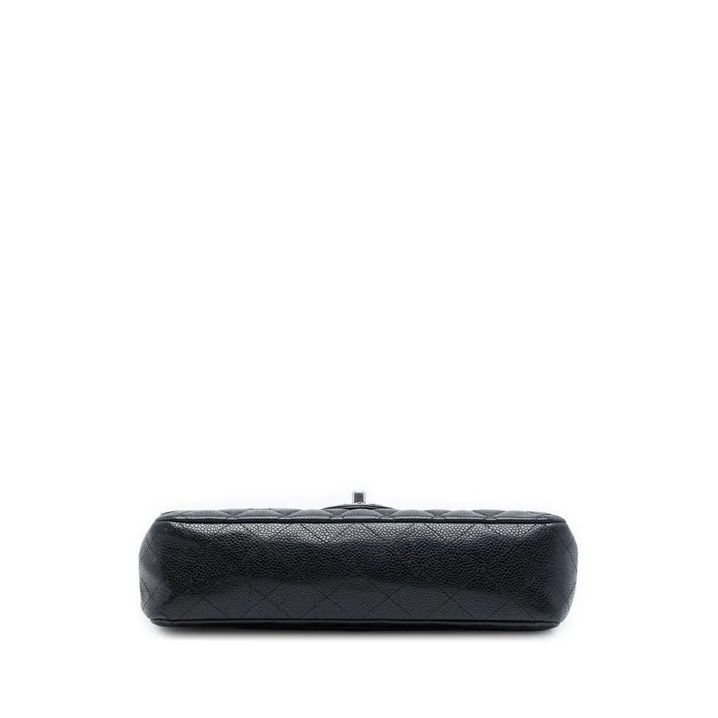 Chanel Medium Classic Caviar Double Flap Black Leather Good - Inside View