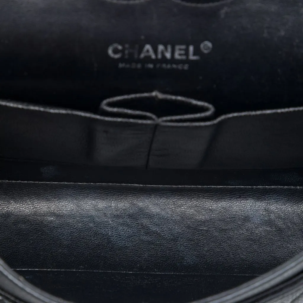 Chanel Medium Classic Caviar Double Flap Black Leather Good - Model View