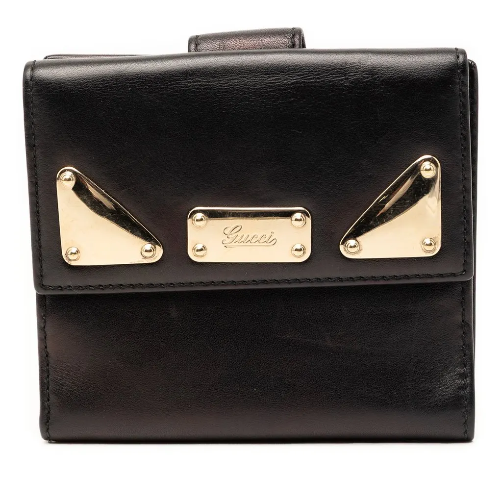 Gucci Calfskin Indy Bifold Wallet Black Leather Very good - Front View