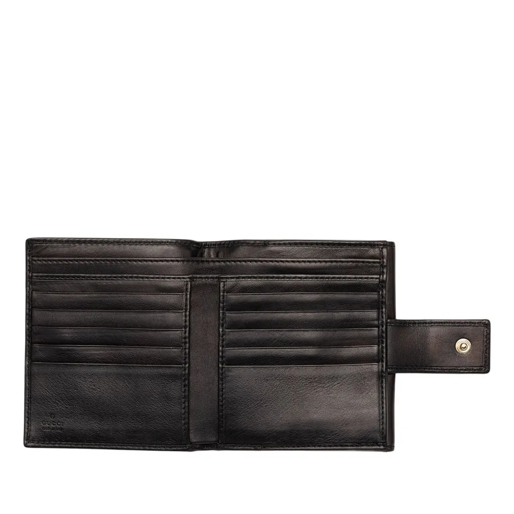 Gucci Calfskin Indy Bifold Wallet Black Leather Very good - Model View