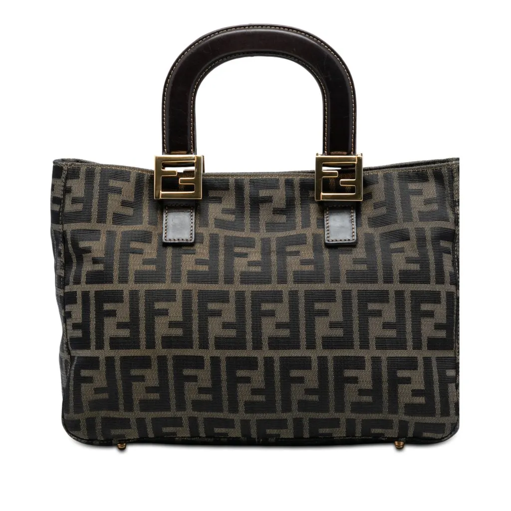 Fendi Small Zucca Canvas Twins Tote Brown Good - Front View