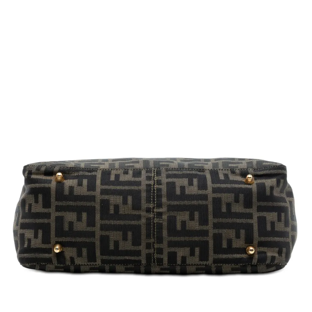 Fendi Small Zucca Canvas Twins Tote Brown Good - Inside View