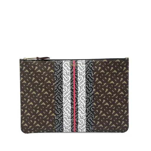 Burberry TB مونوغرام E قماش Stripe كلتش