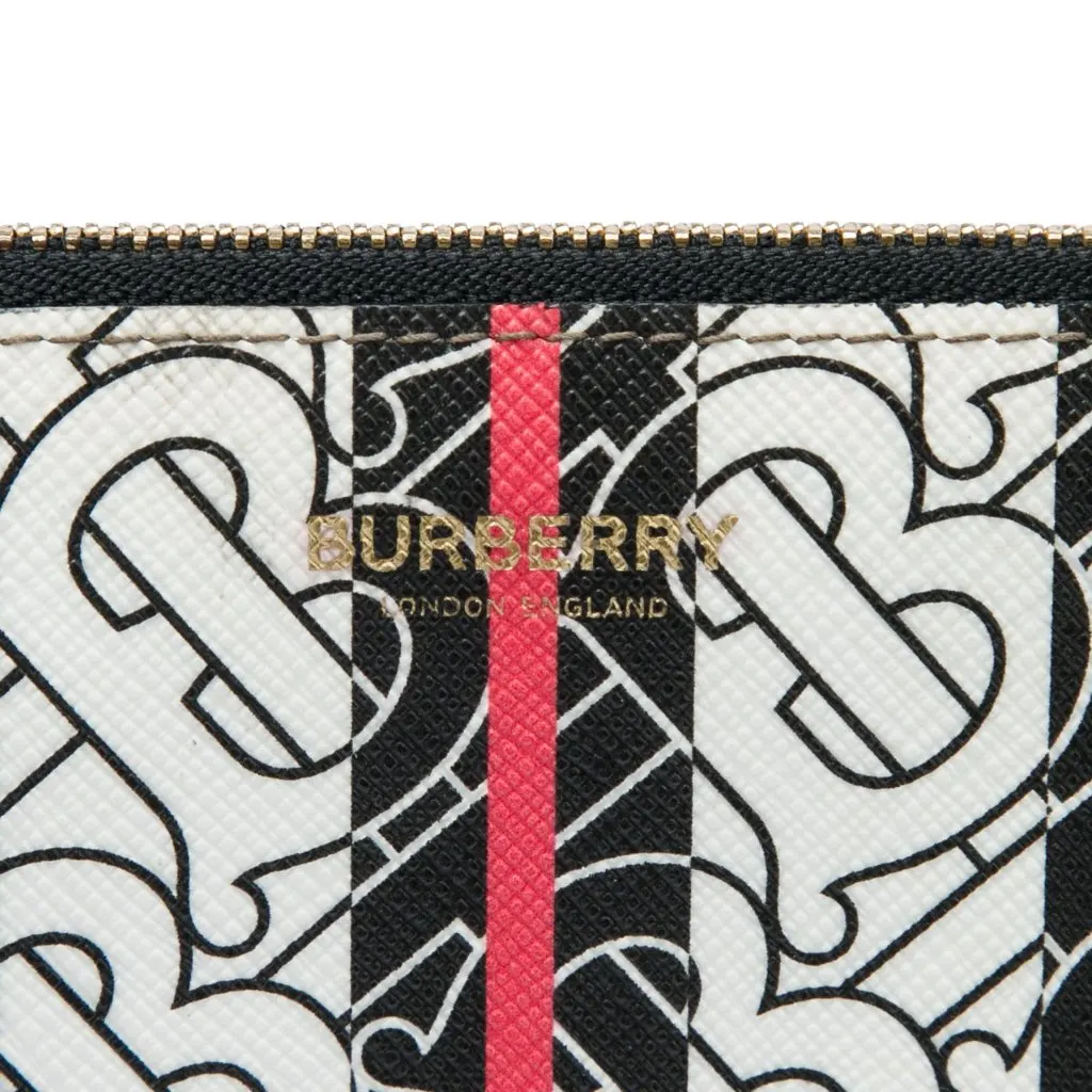 Burberry TB Monogram E Canvas Stripe Clutch Brown Canvas Very good - Box View