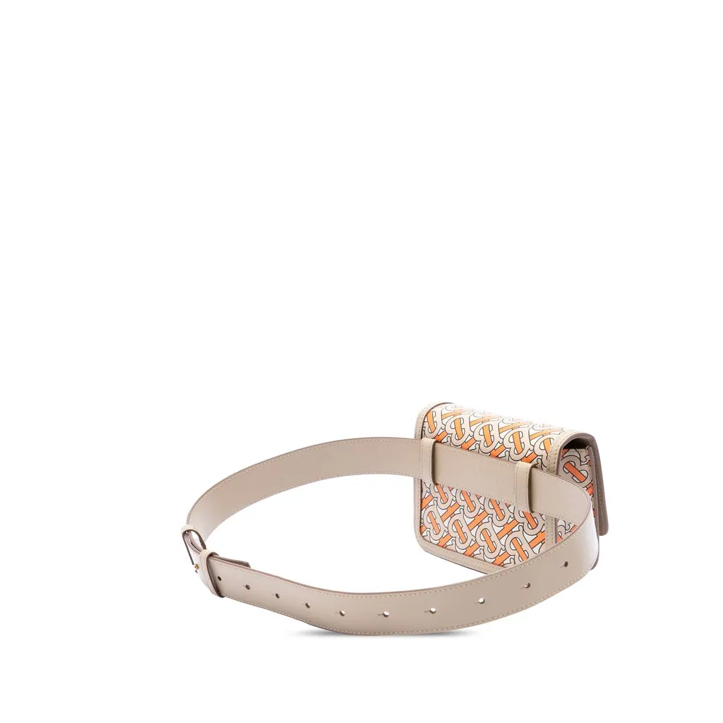 Burberry TB Monogram Printed Leather Belt Bag Beige Leather Good - Back View
