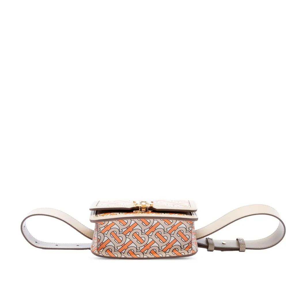 Burberry TB Monogram Printed Leather Belt Bag Beige Leather Good - Inside View