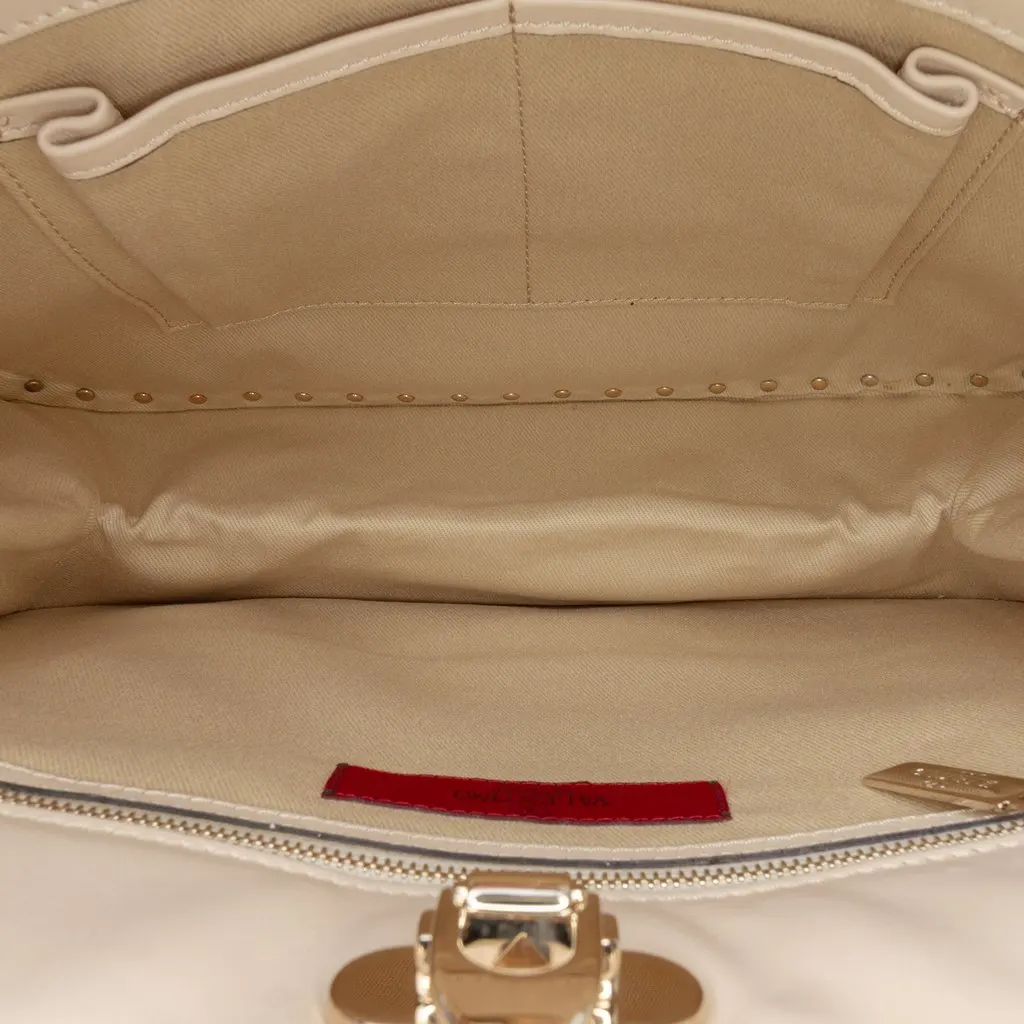 Valentino Leather Rockstud Shoulder Bag Beige Leather Very good - Model View