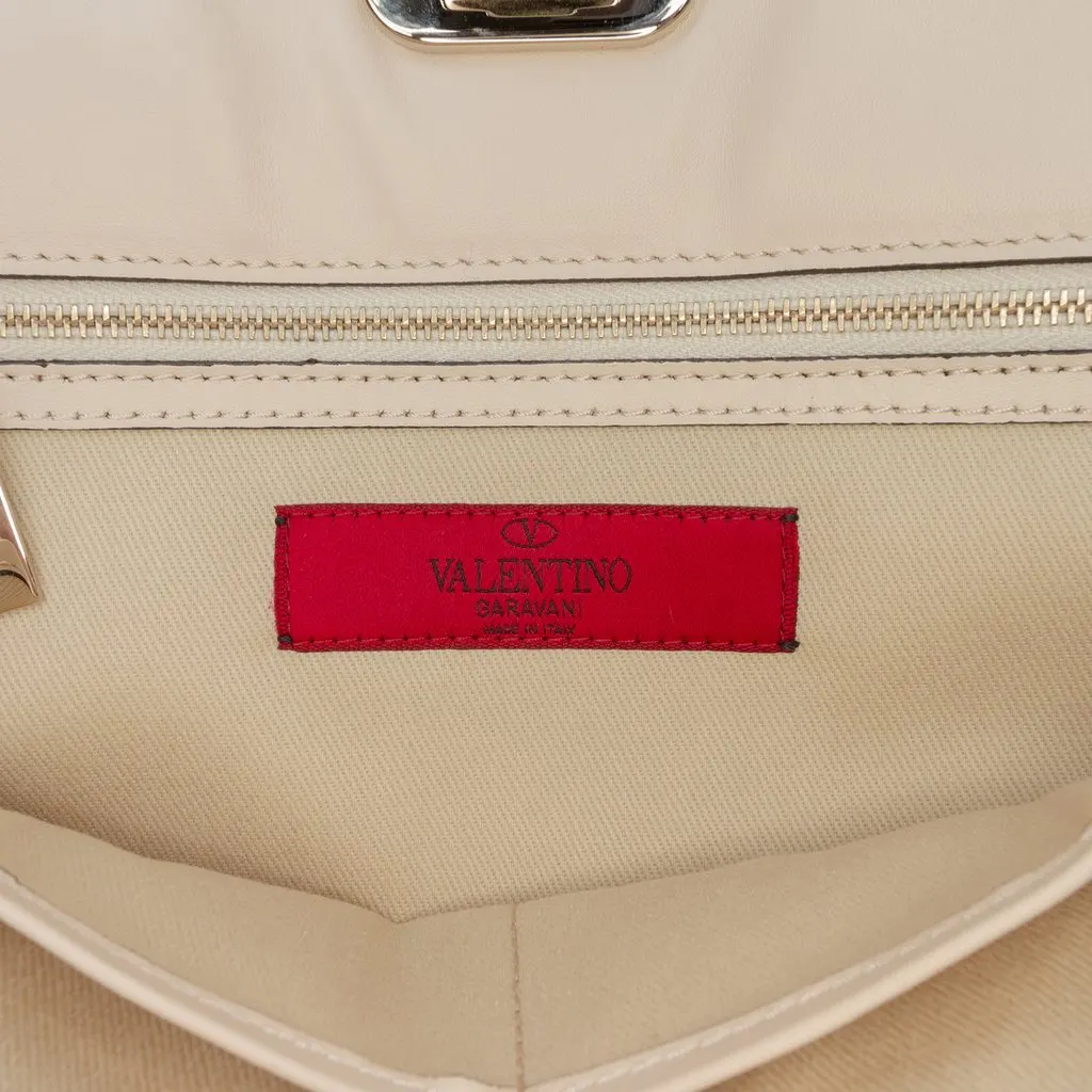 Valentino Leather Rockstud Shoulder Bag Beige Leather Very good - Box View