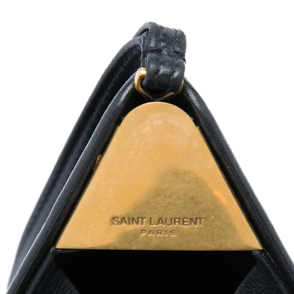 Saint Laurent Small Leather Pyramid Box Clutch Black Leather Very good - Box View