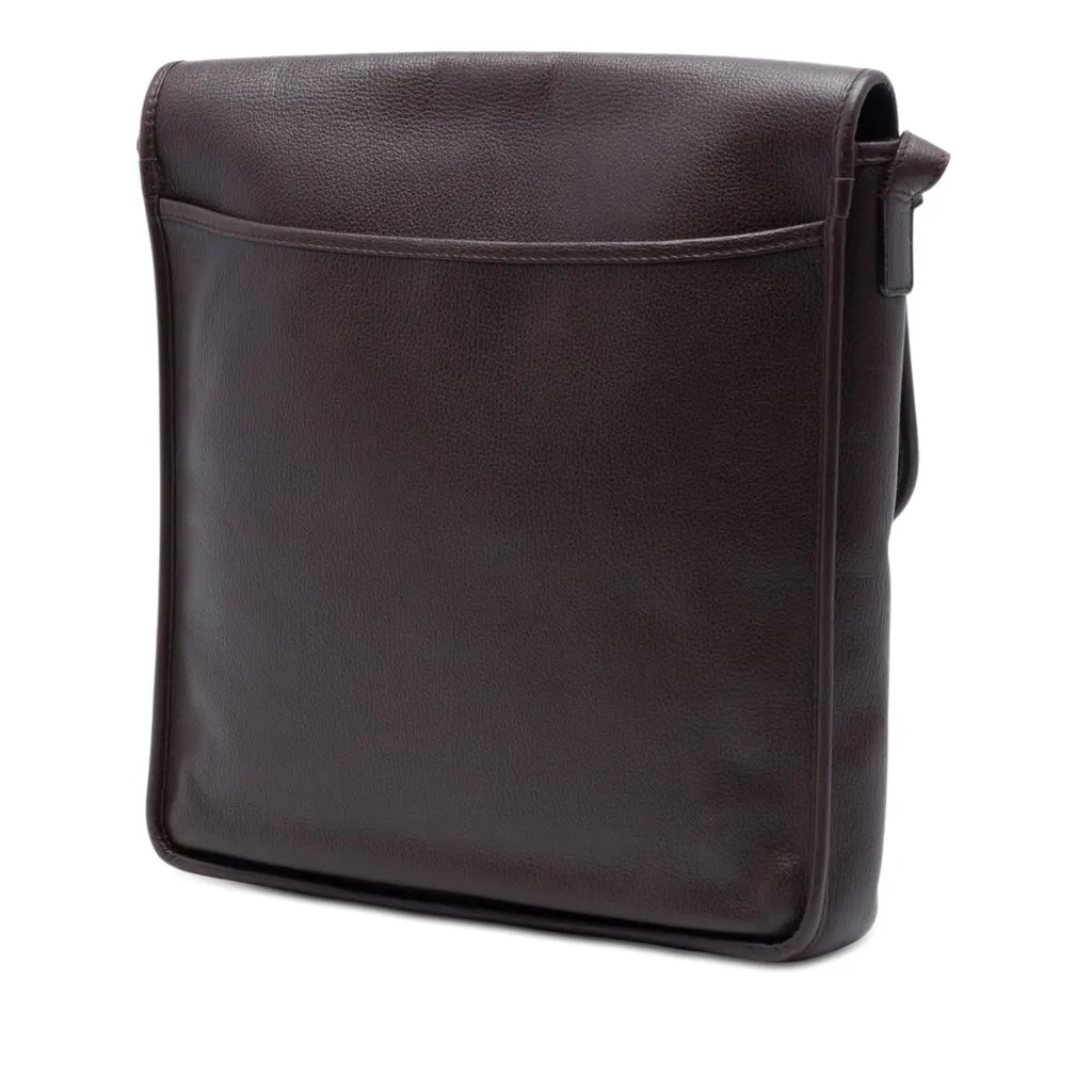 Loewe Leather Anagram Flap Crossbody Brown Leather Very good - Back View