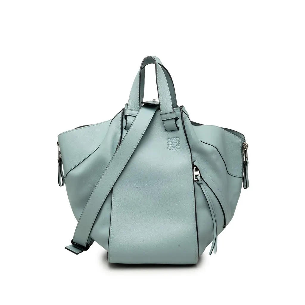 LOEWE Medium Leather Hammock Satchel Blue Leather Very good - Front View