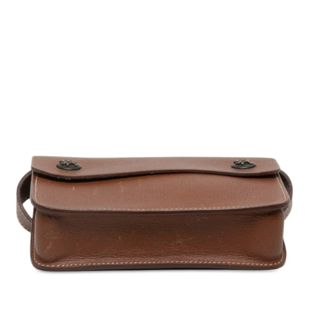Hermès Courchevel Pochette Green Waist Bag Brown Leather Good - Inside View