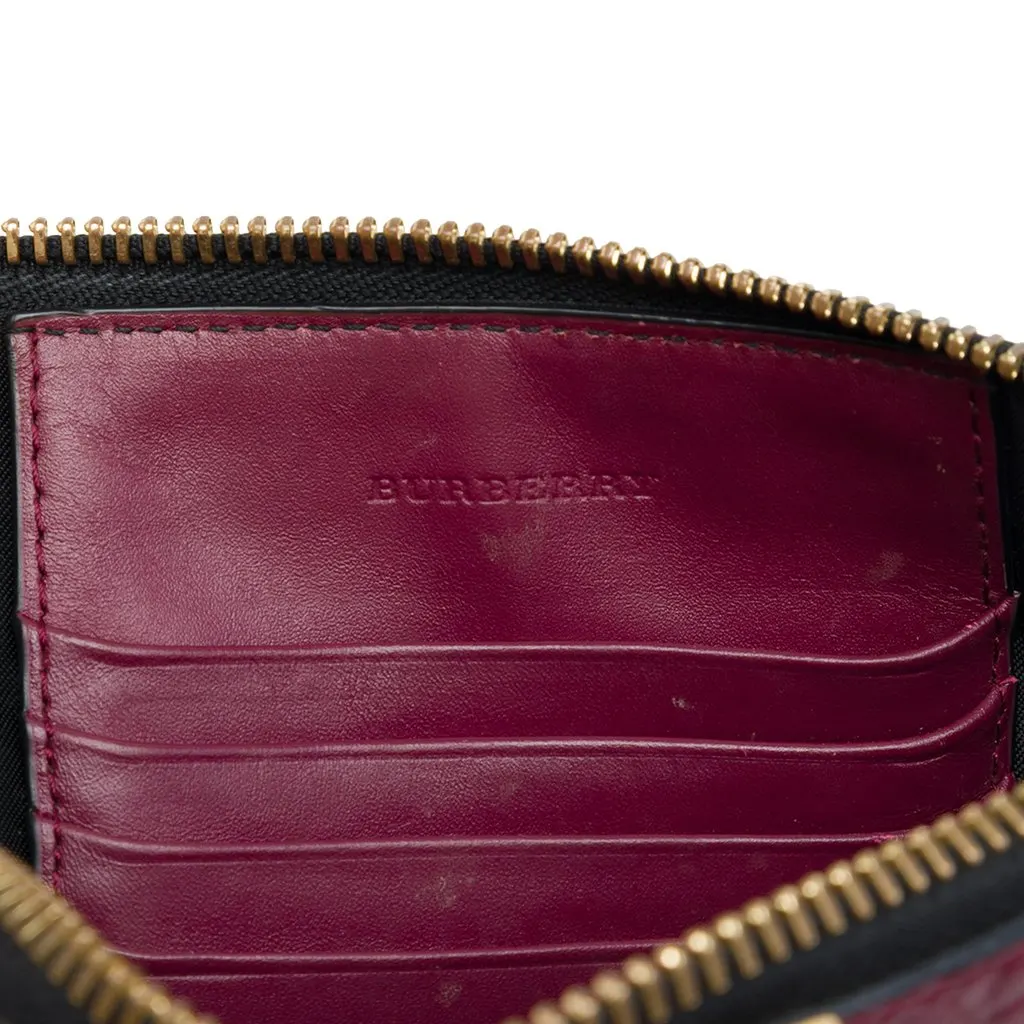 Burberry Grain Check Embossed Leather Peyton Crossbody Red Leather Very good - Box View