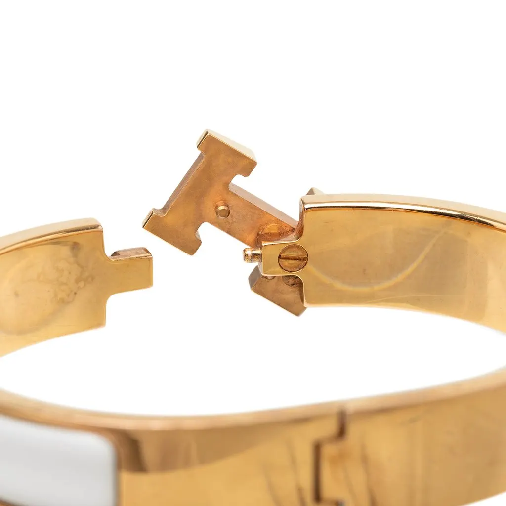 Hermès Narrow Enamel Clic H Bracelet PM White Enamel Very good - Box View