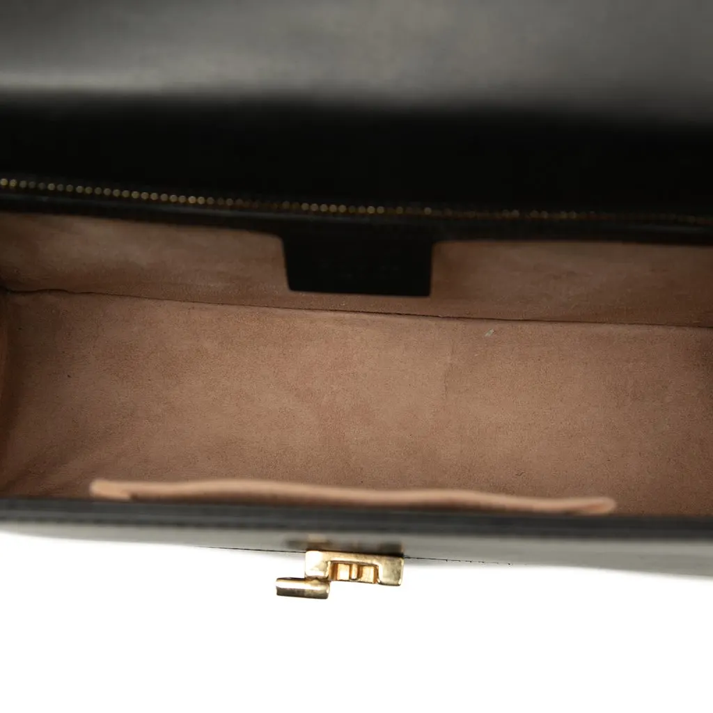 Gucci Small Calfskin Web Sylvie Satchel Black Leather Very good - Model View